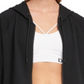 Moletom com capuz feminino DKNY com zíper e logotipo French Terry, preto, tamanho pequeno