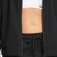 Moletom com capuz feminino DKNY com zíper e logotipo French Terry, preto, tamanho pequeno