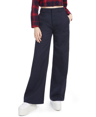 Calça jeans feminina Dickies de sarja com perna larga, azul marinho, tamanho 1