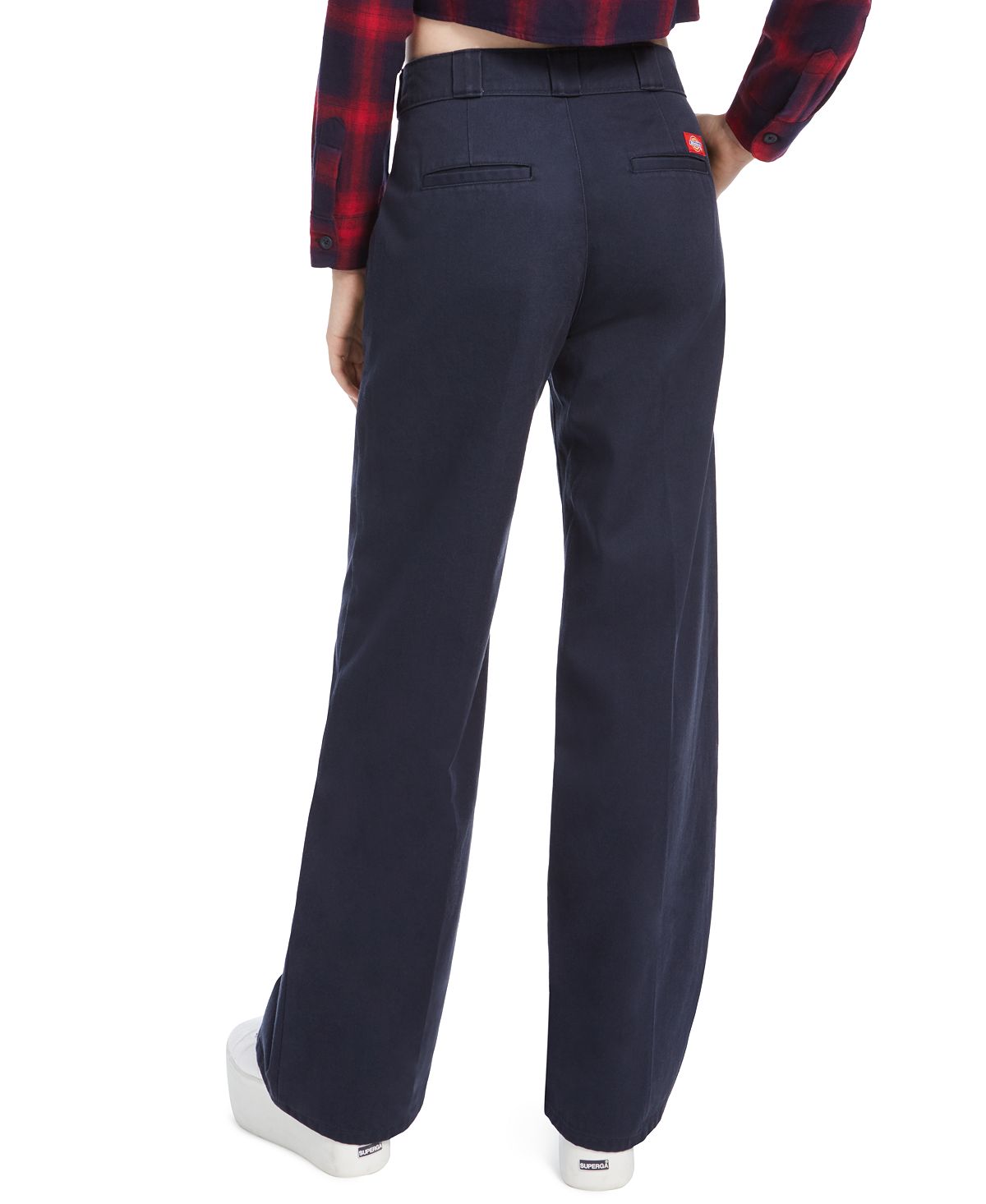 Calça jeans feminina Dickies de sarja com perna larga, azul marinho, tamanho 1