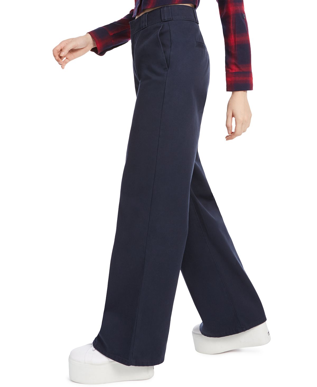 Calça jeans feminina Dickies de sarja com perna larga, azul marinho, tamanho 1