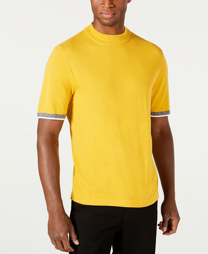 Suéter Alfani Masculino Gola Falsa Manga Curta Amarelo Tamanho P