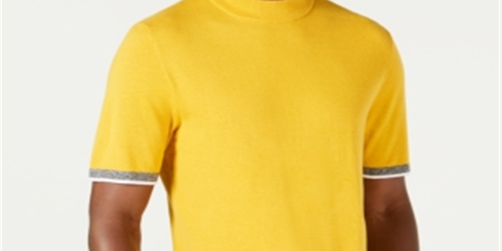 Suéter Alfani Masculino Gola Falsa Manga Curta Amarelo Tamanho P