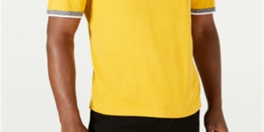 Suéter Alfani Masculino Gola Falsa Manga Curta Amarelo Tamanho P