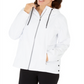 Jaqueta Calvin Klein Performance Feminina com Capuz e Botão Lateral, Branca, Tamanho Médio