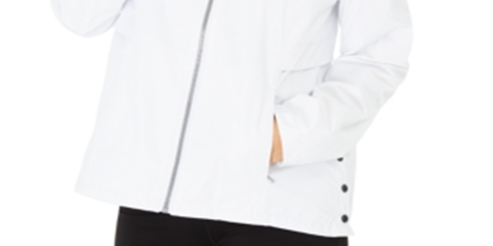 Jaqueta Calvin Klein Performance Feminina com Capuz e Botão Lateral, Branca, Tamanho Médio