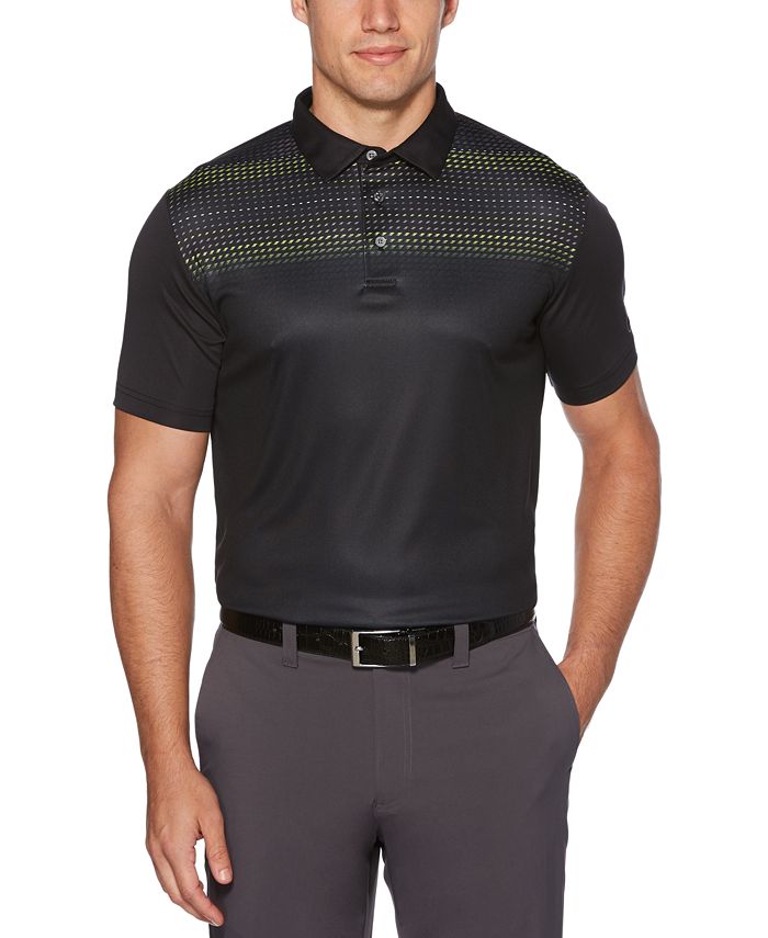 Polo masculino com estampa geométrica PGA Tour, preto, tamanho médio