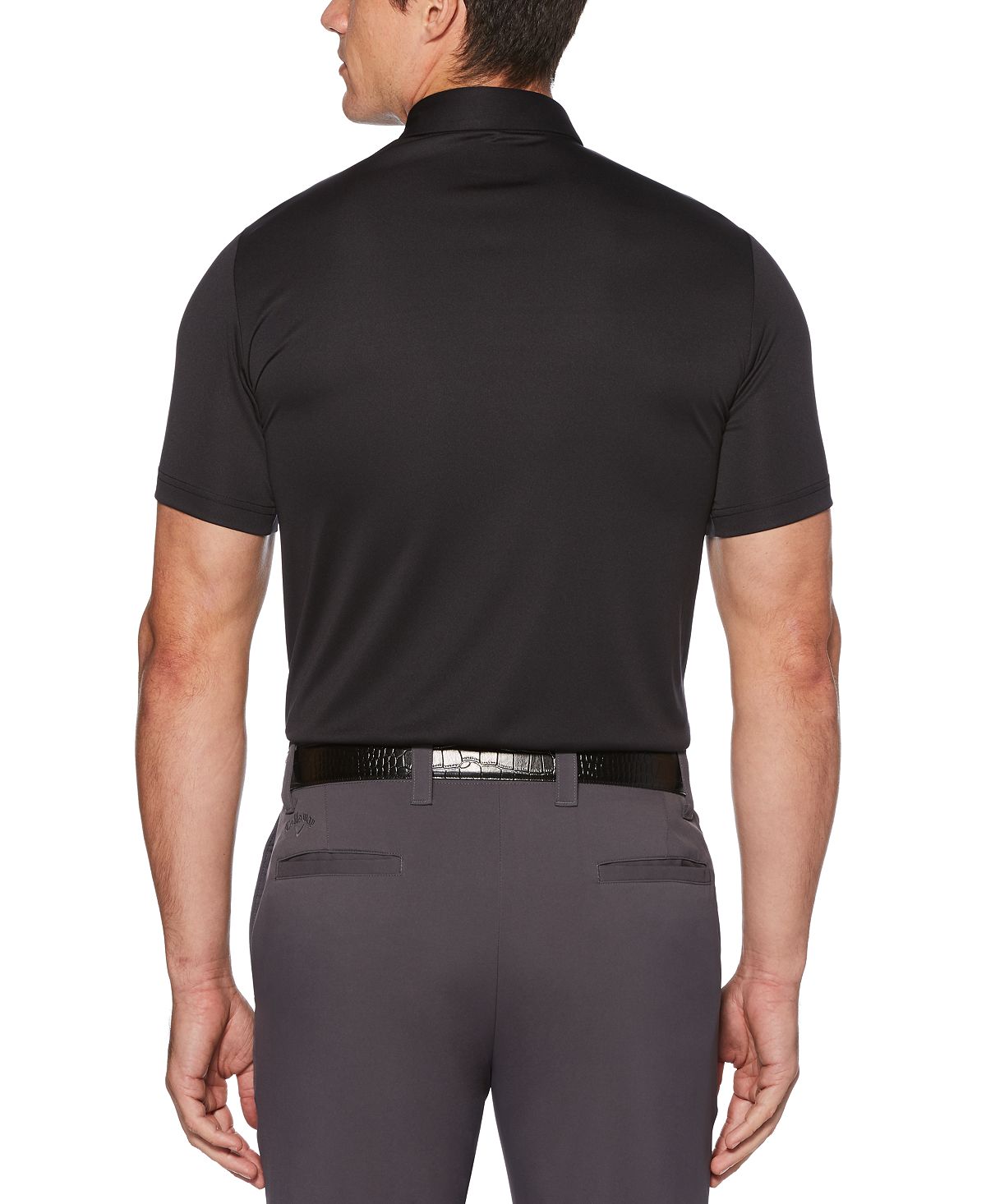 Polo masculino com estampa geométrica PGA Tour, preto, tamanho médio