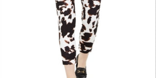 Calça Calvin Klein Feminina X Fit Estampa de Vaca Slim Ankle, Preta, Tamanho 4