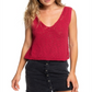 Blusa regata Roxy Claret Blooming Season com decote em V, vermelha, tamanho médio