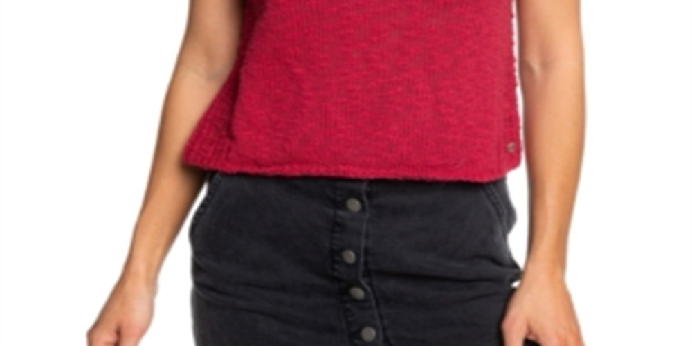 Blusa regata Roxy Claret Blooming Season com decote em V, vermelha, tamanho médio