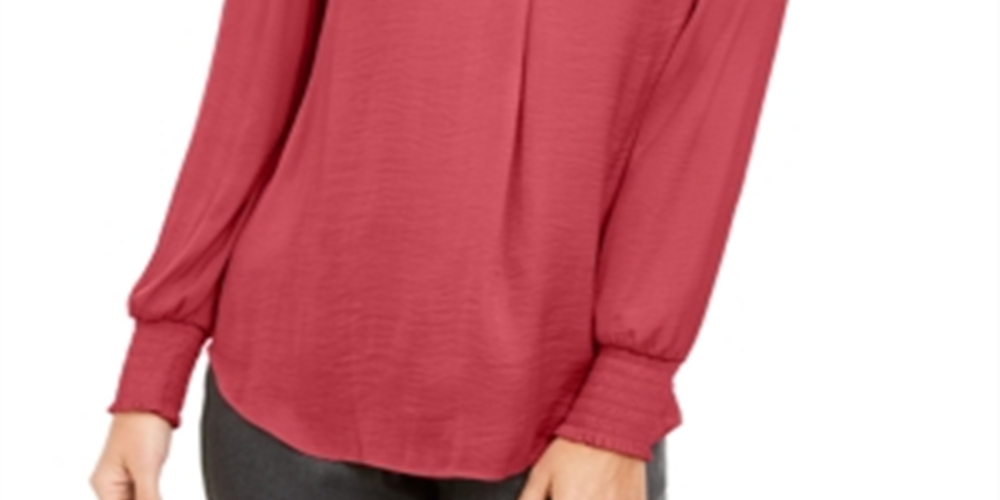 Blusa feminina Alfani com decote em V, vermelha, tamanho XX-G