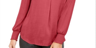 Blusa feminina Alfani com decote em V, vermelha, tamanho XX-G