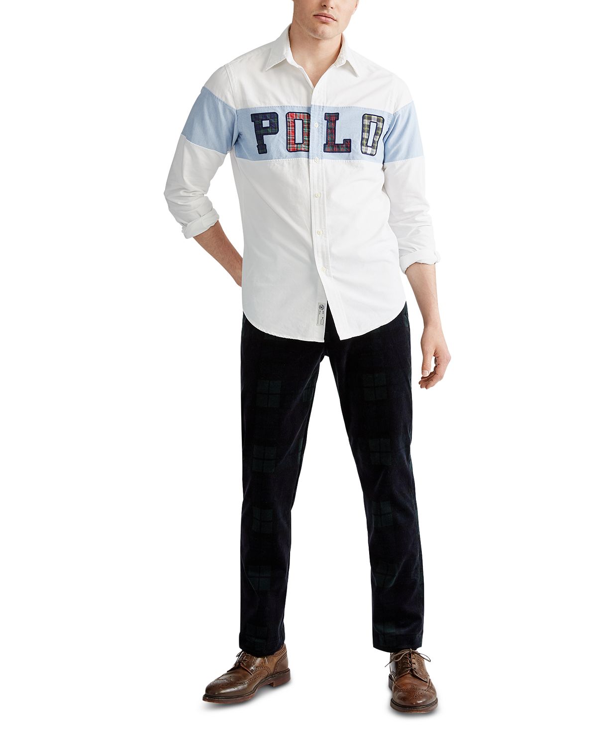 Camisa Ralph Lauren Masculina com Botões e Logotipo, Branca, Tamanho Pequeno