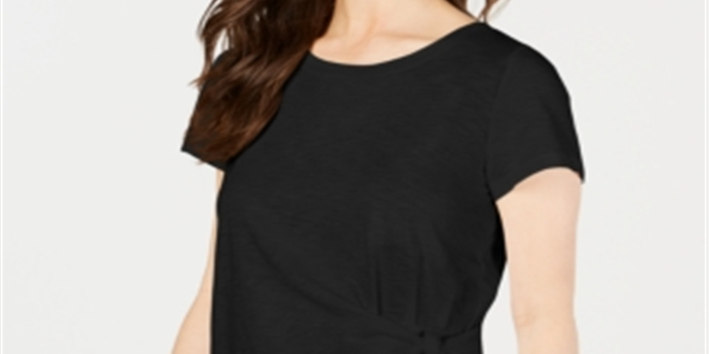 Top feminino com amarração lateral Style &amp; Co, preto, tamanho X-S