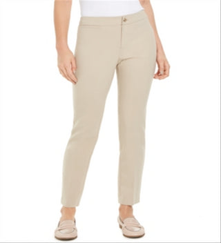 Calça social feminina Charter Club reta e relaxada, tamanho 10, marrom