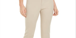 Calça social feminina Charter Club reta e relaxada, tamanho 10, marrom