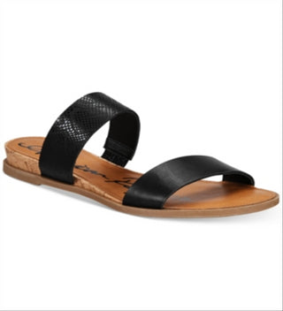 Sandálias femininas American Rag Easten Flat com duas tiras, pretas, tamanho 10 M