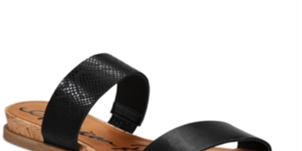 Sandálias femininas American Rag Easten Flat com duas tiras, pretas, tamanho 10 M