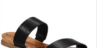 Sandálias femininas American Rag Easten Flat com duas tiras, pretas, tamanho 10 M