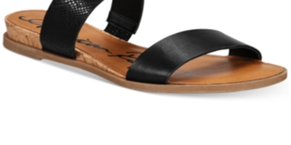 Sandálias femininas American Rag Easten Flat com duas tiras, pretas, tamanho 10 M