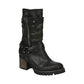 Botas femininas Carlos By Carlo Santana com detalhe de arnês, sola de tachinhas, Georgina, bico redondo, salto bloco, pretas, tamanho 6 M