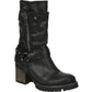 Botas femininas Carlos By Carlo Santana com detalhe de arnês, sola de tachinhas, Georgina, bico redondo, salto bloco, pretas, tamanho 6 M