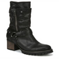 Botas femininas Carlos By Carlo Santana com detalhe de arnês, sola de tachinhas, Georgina, bico redondo, salto bloco, pretas, tamanho 6 M