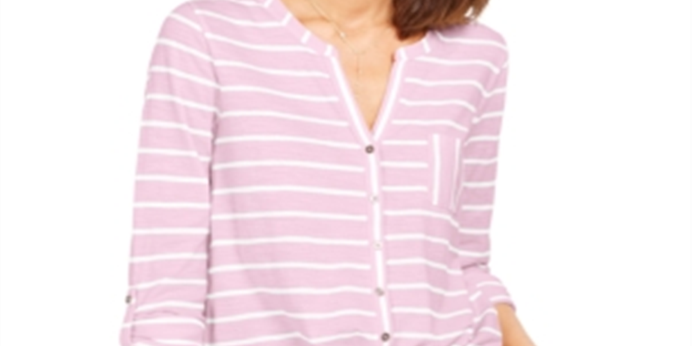 Blusa feminina estampada com amarração frontal, estilo &amp; co, rosa, tamanho médio