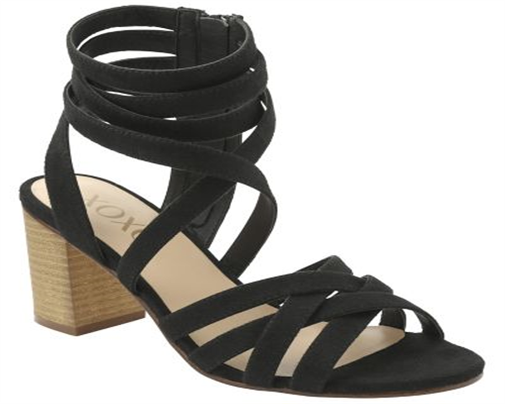 XOXO Eden Salto Social Feminino Camurça Sintética Tiras Preto Tamanho 8.5
