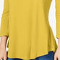Top feminino com decote redondo JM Collection, amarelo, tamanho pequeno
