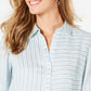 Camisa feminina listrada de linho Charter Club com punho, branca, tamanho XX-G