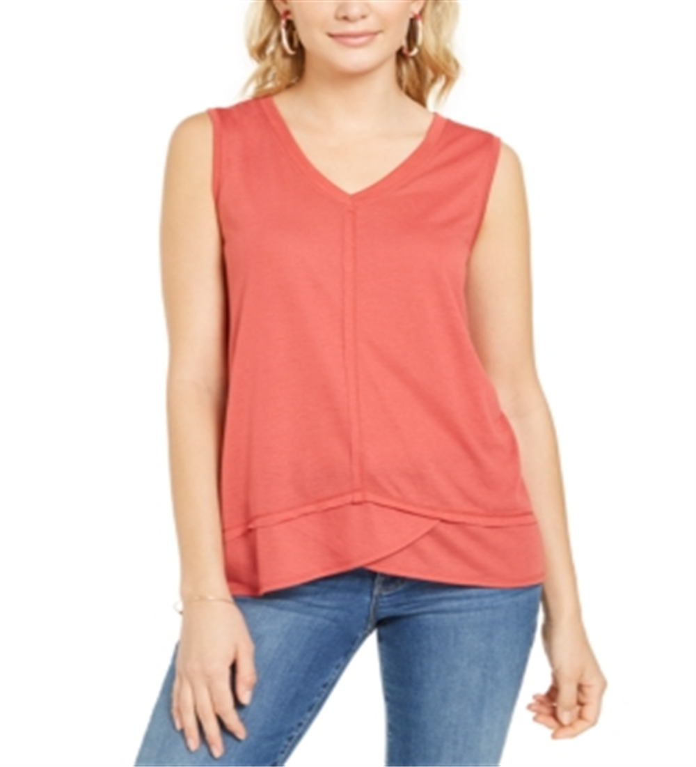 Regata feminina estilo &amp; co, alta e baixa, vermelha, tamanho pequeno