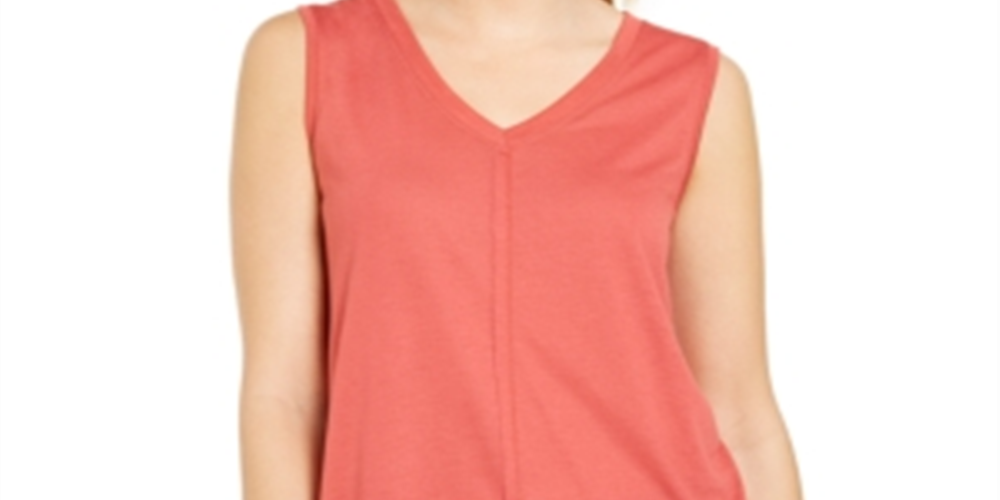 Regata feminina estilo &amp; co, alta e baixa, vermelha, tamanho pequeno