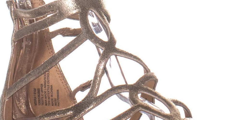 Material Girl Sandálias Gladiadoras Casuais com Biqueira Aberta em Tecido Sira1 para Mulheres, Douradas, Tamanho 7 M