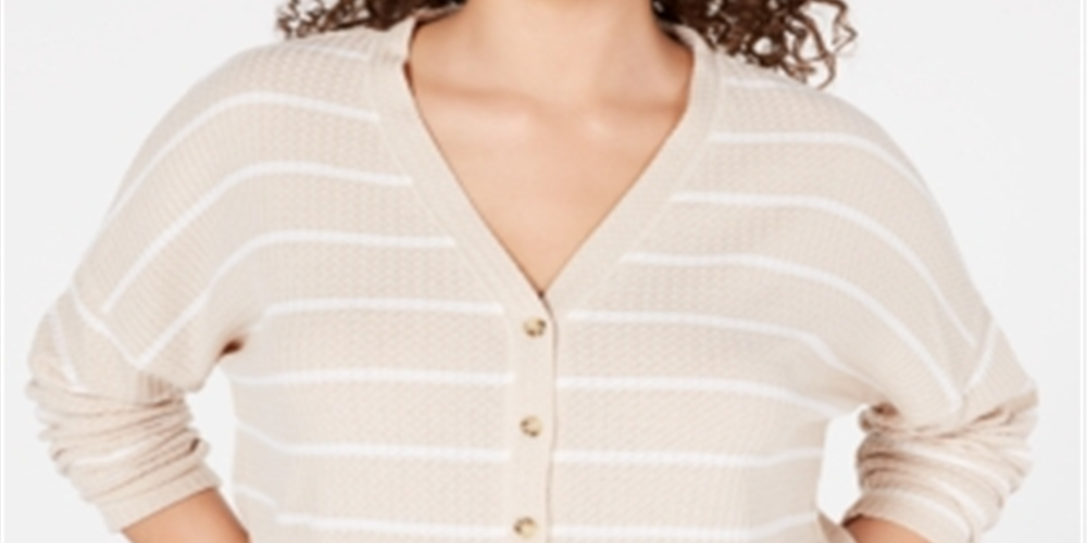 Cardigan de malha waffle Hacci Card da Hippie Rose Junior, marrom, tamanho pequeno