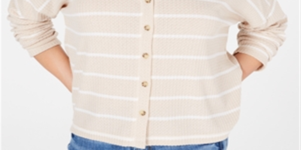 Cardigan de malha waffle Hacci Card da Hippie Rose Junior, marrom, tamanho pequeno