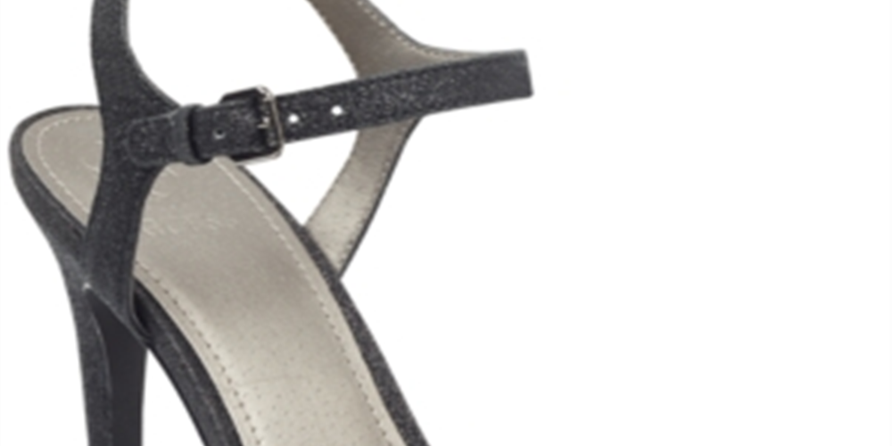Sandálias femininas Guess Jordie com glitter metálico, pretas, tamanho 8,5