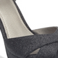 Sandálias femininas Guess Jordie com glitter metálico, pretas, tamanho 8,5