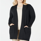 Cardigan feminino JM Collection com mangas curtas e botões, preto, tamanho 1X
