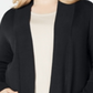 Cardigan feminino JM Collection com mangas curtas e botões, preto, tamanho 1X