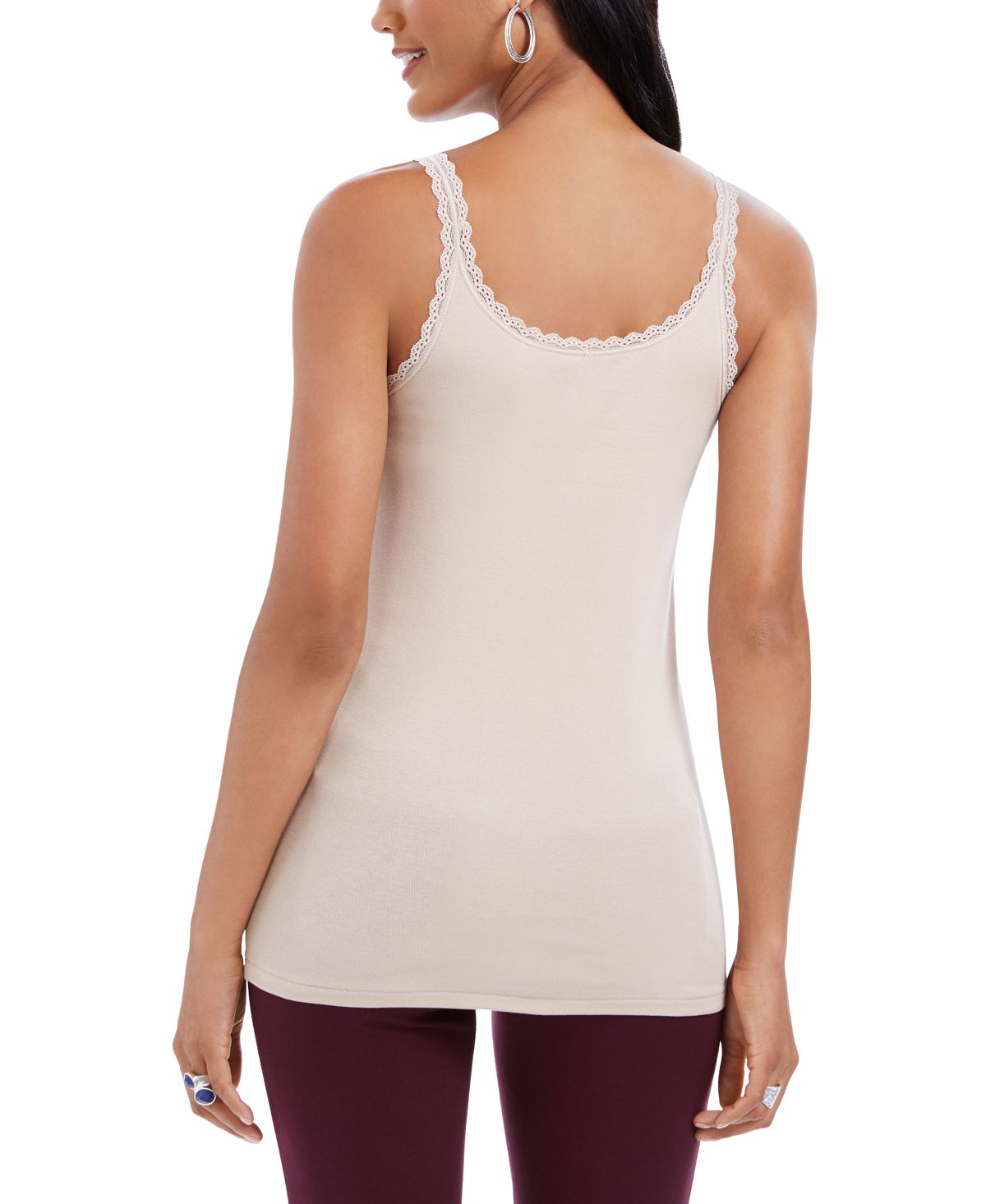 Regata feminina com acabamento em renda Style &amp; Co, azul, tamanho pequeno GG