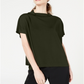 Blusa feminina Alfani com decote careca e capuz, verde, tamanho pequeno GG