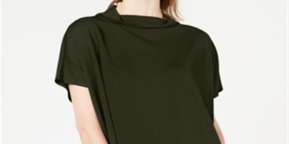 Blusa feminina Alfani com decote careca e capuz, verde, tamanho pequeno GG