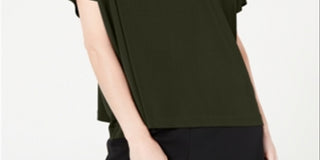 Blusa feminina Alfani com decote careca e capuz, verde, tamanho pequeno GG