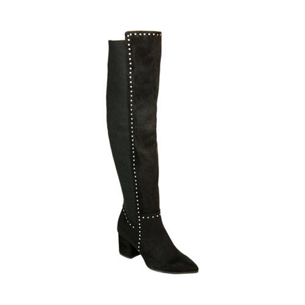 Seven Dials Nicki Fabric Bota Feminina Bico Fino Acima do Joelho Tamanho 6.0 Preta