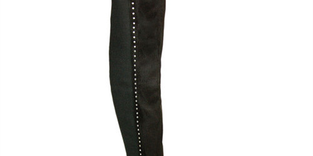 Seven Dials Nicki Fabric Bota Feminina Bico Fino Acima do Joelho Tamanho 6.0 Preta