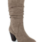 Botas Esprit Oliana de couro sintético, cano médio, largas, marrom, tamanho 9,5