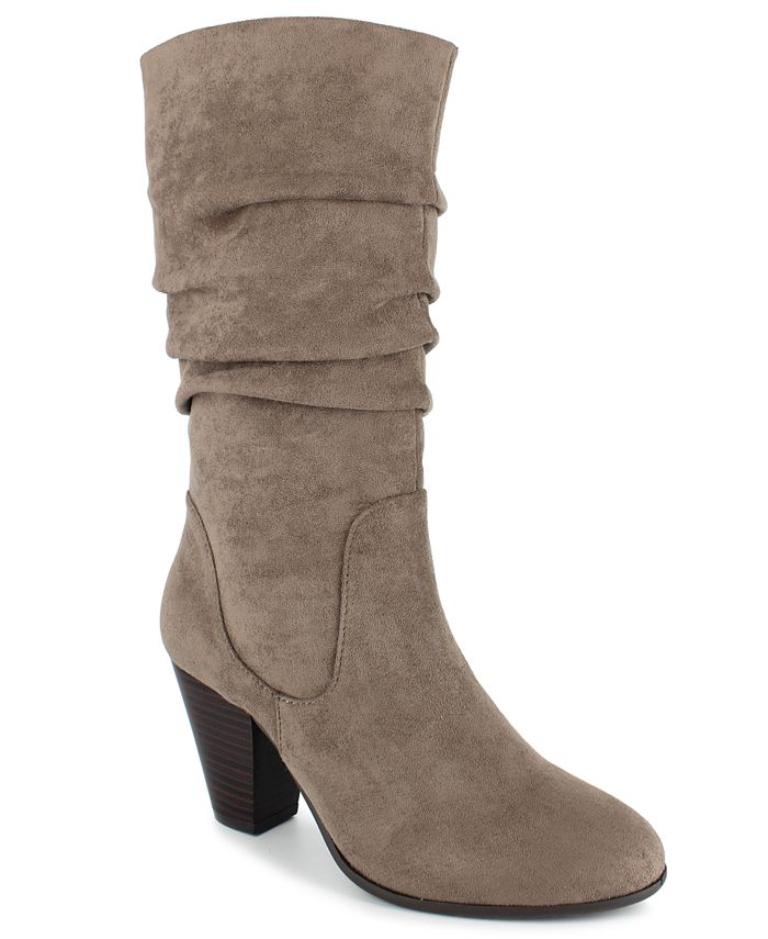 Botas Esprit Oliana de couro sintético, cano médio, largas, marrom, tamanho 9,5