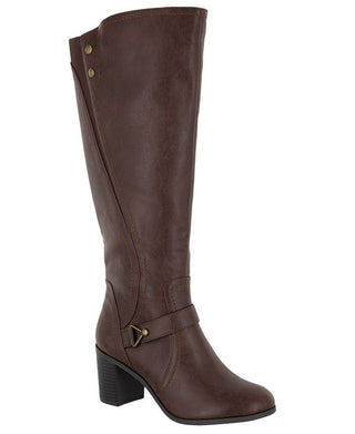 Easy Street Women's Format Block Heel Tall Boot Brown Size 11 W